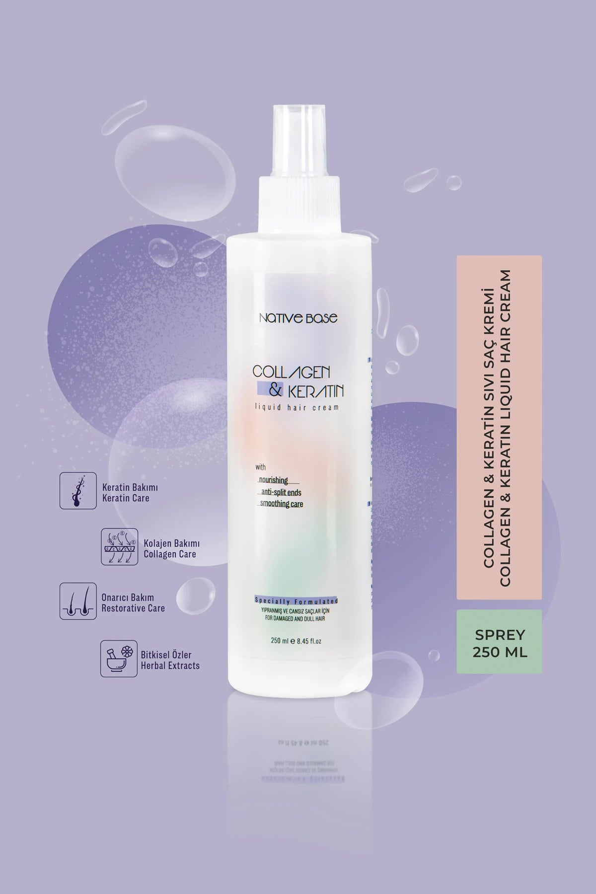 NATIVE BASE COLLAGEN & KERATIN LIQUID HAIR CREAM 250 ML
